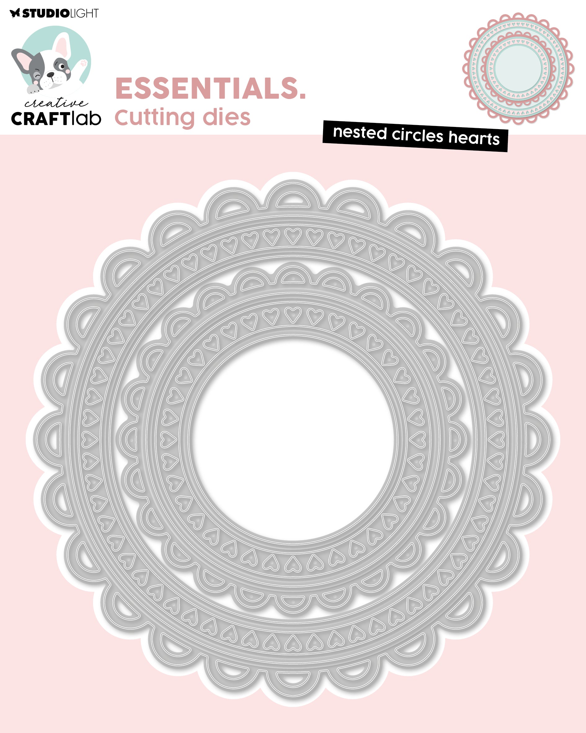CCL Cutting Die Nested Circles Hearts Essentials 8 Pieces