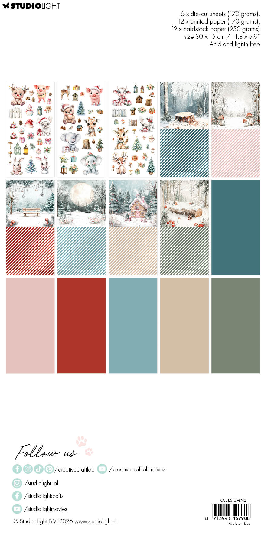 CCL Card Making Pad Snowy Winter Essentials 30 Sheets