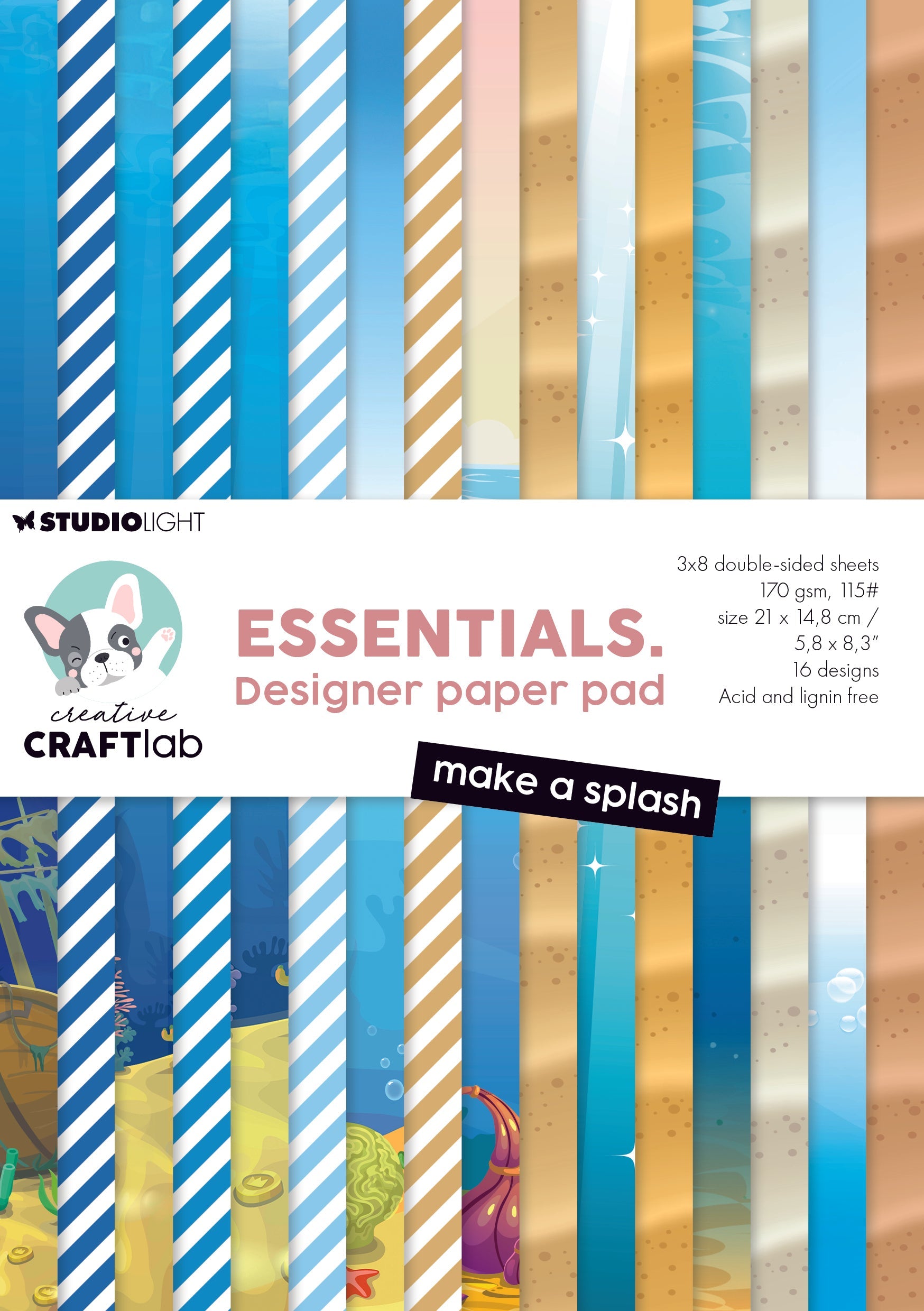 CCL Designer Paper Pad Make A Splash Essentials 24 Sheets