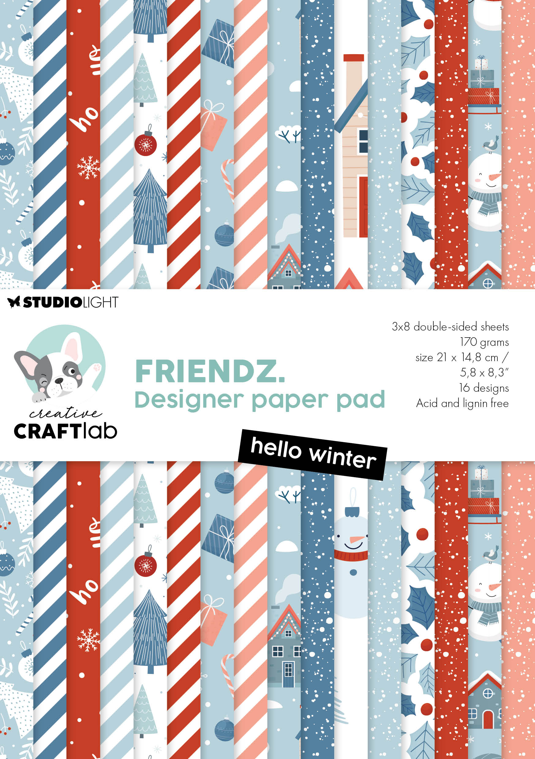 CCL Designer Paper Pad Hello winter Friendz 210x148x9mm 24 Sheets