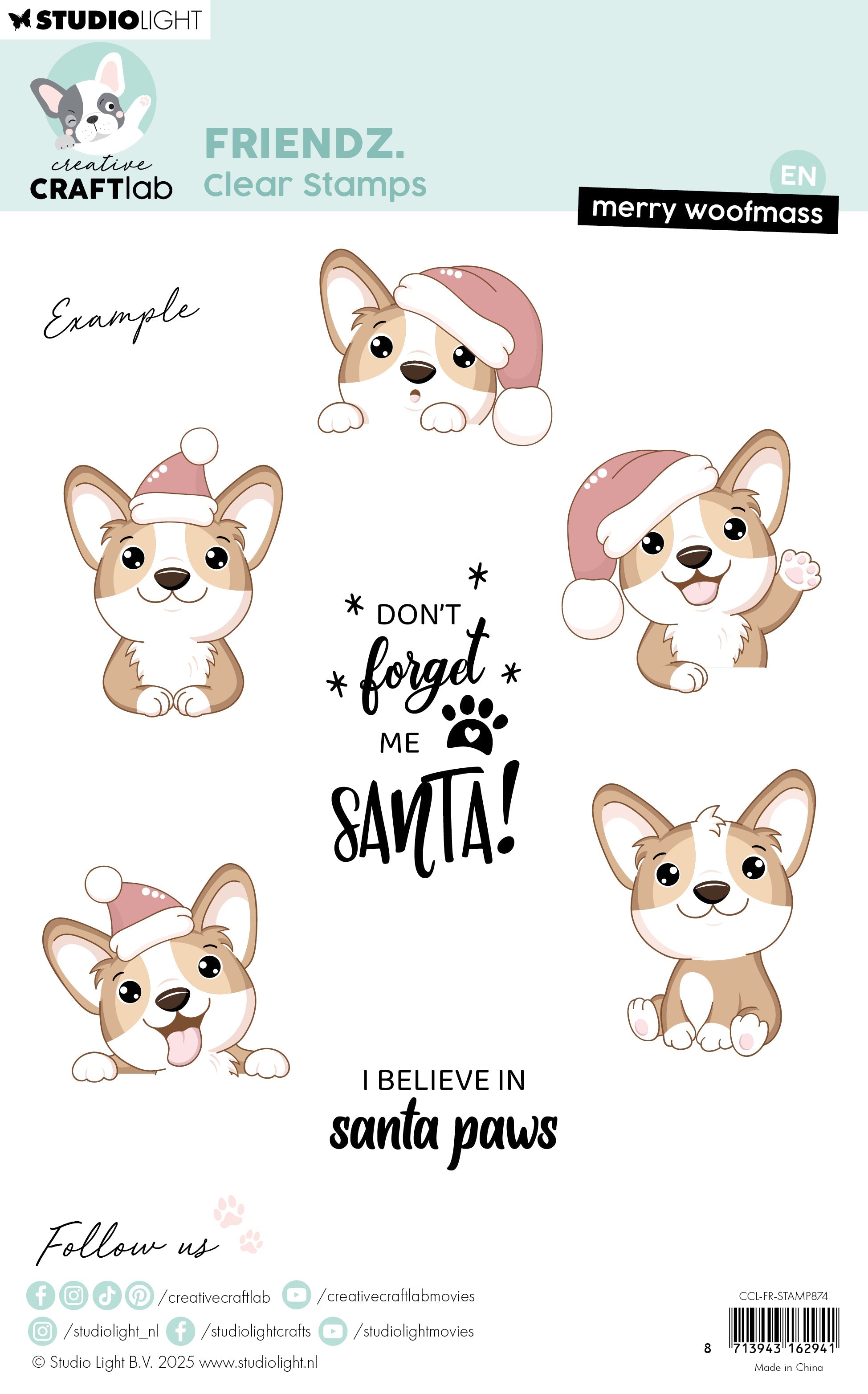 CCL Clear Stamps Merry Woofmass Friendz 21 Pieces