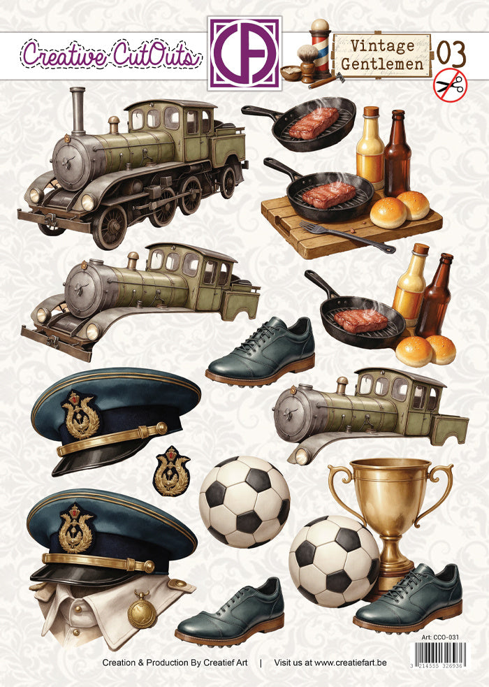 Creatief Art - 3D Die-Cut Sheet - Vintage Gentlemen 03