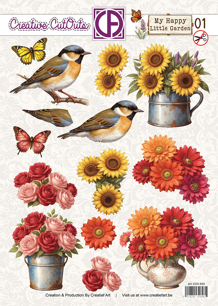 Creatief Art - 3D Die-Cut Sheet - My Happy Little Garden 01