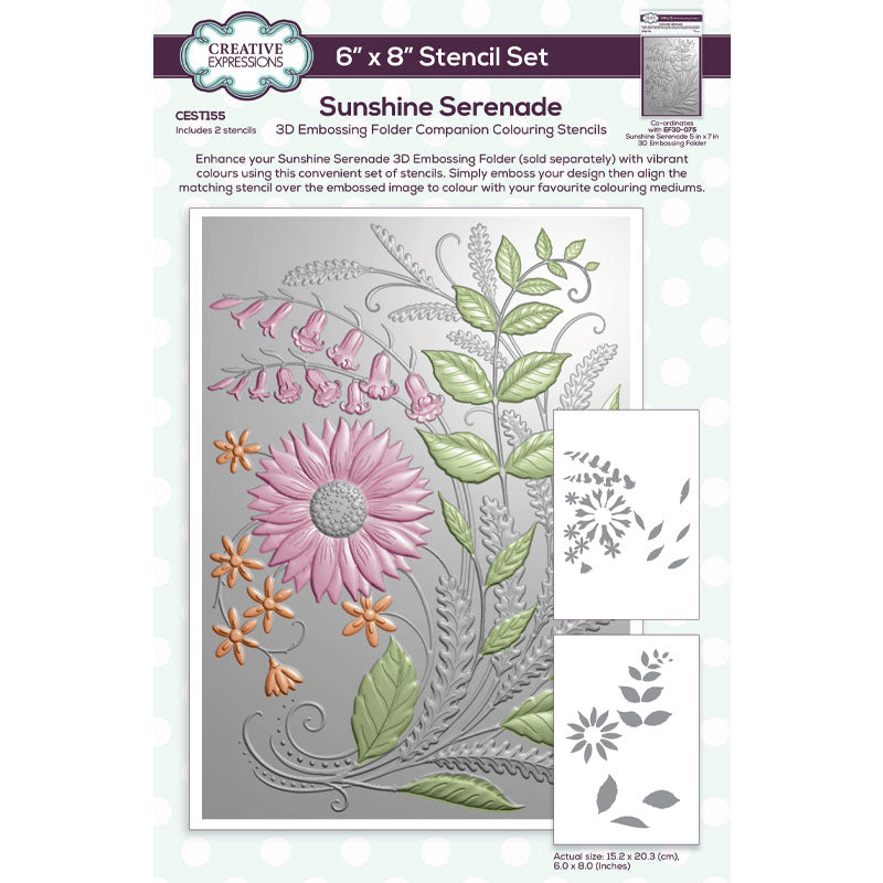 Creative Expressions Sunshine Serenade Companion Colouring Stencil 6 in x 8 in Set of 2