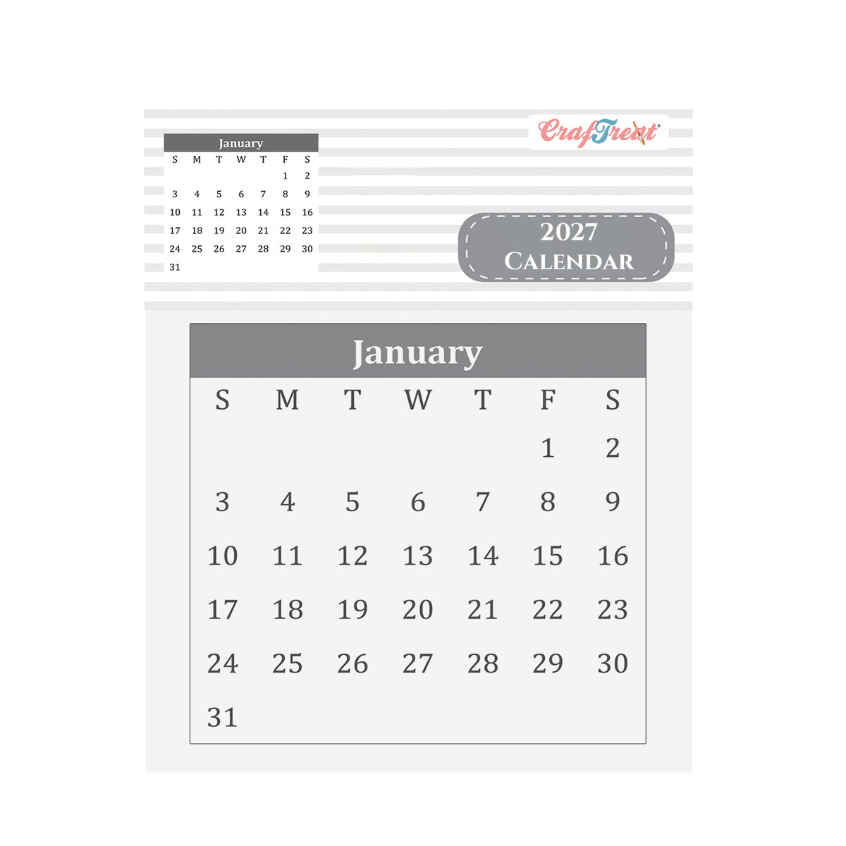 CrafTreat Mini Calendar Pad 3"x4" - 2027