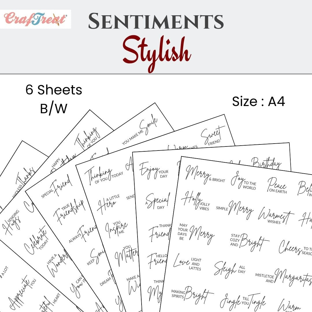 CrafTreat Sentiment Sheets - Stylish Sentiments 6 designs