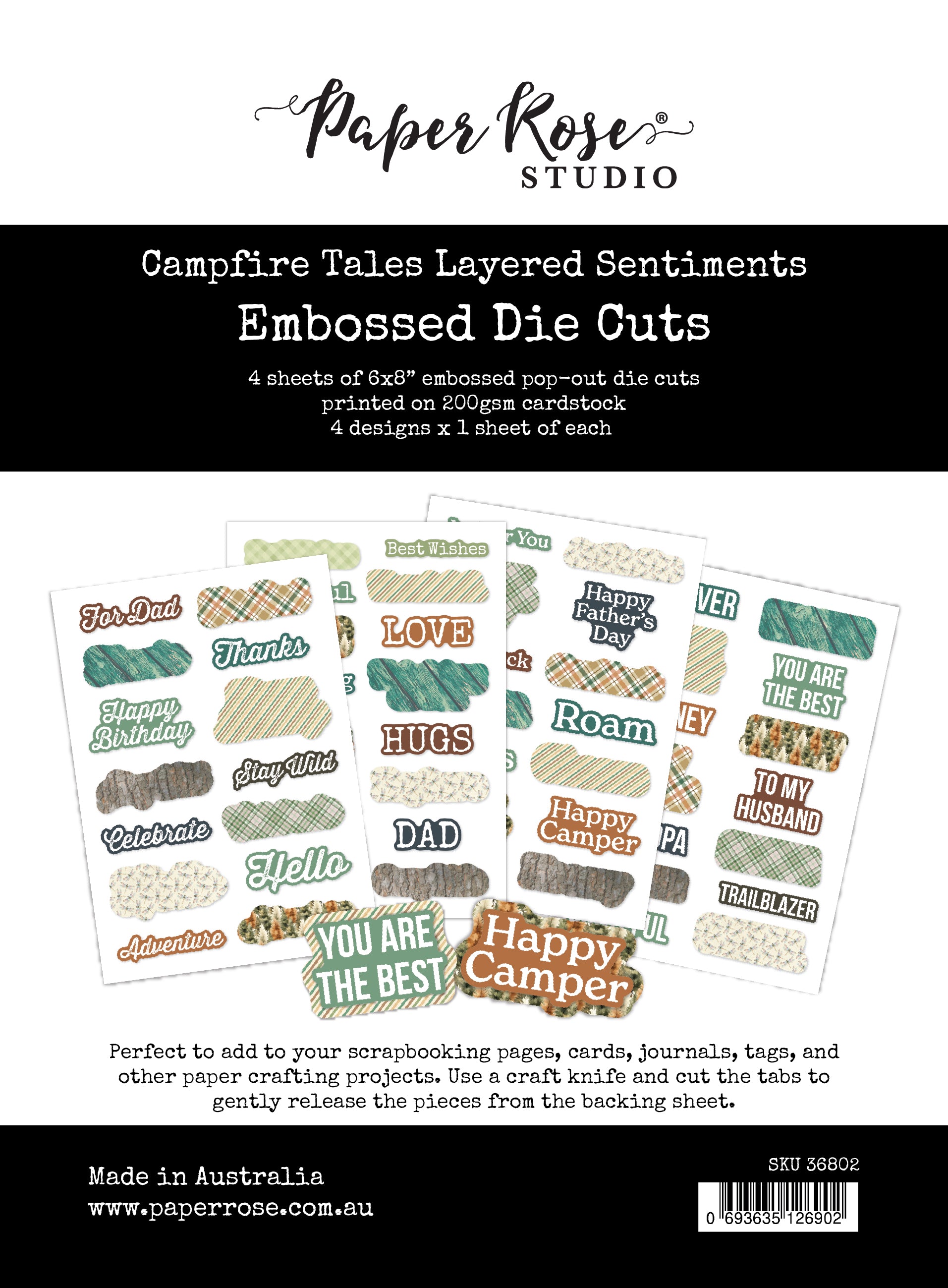 Campfire Tales 6 x 8" Layered Sentiments Embossed Die Cuts 36802