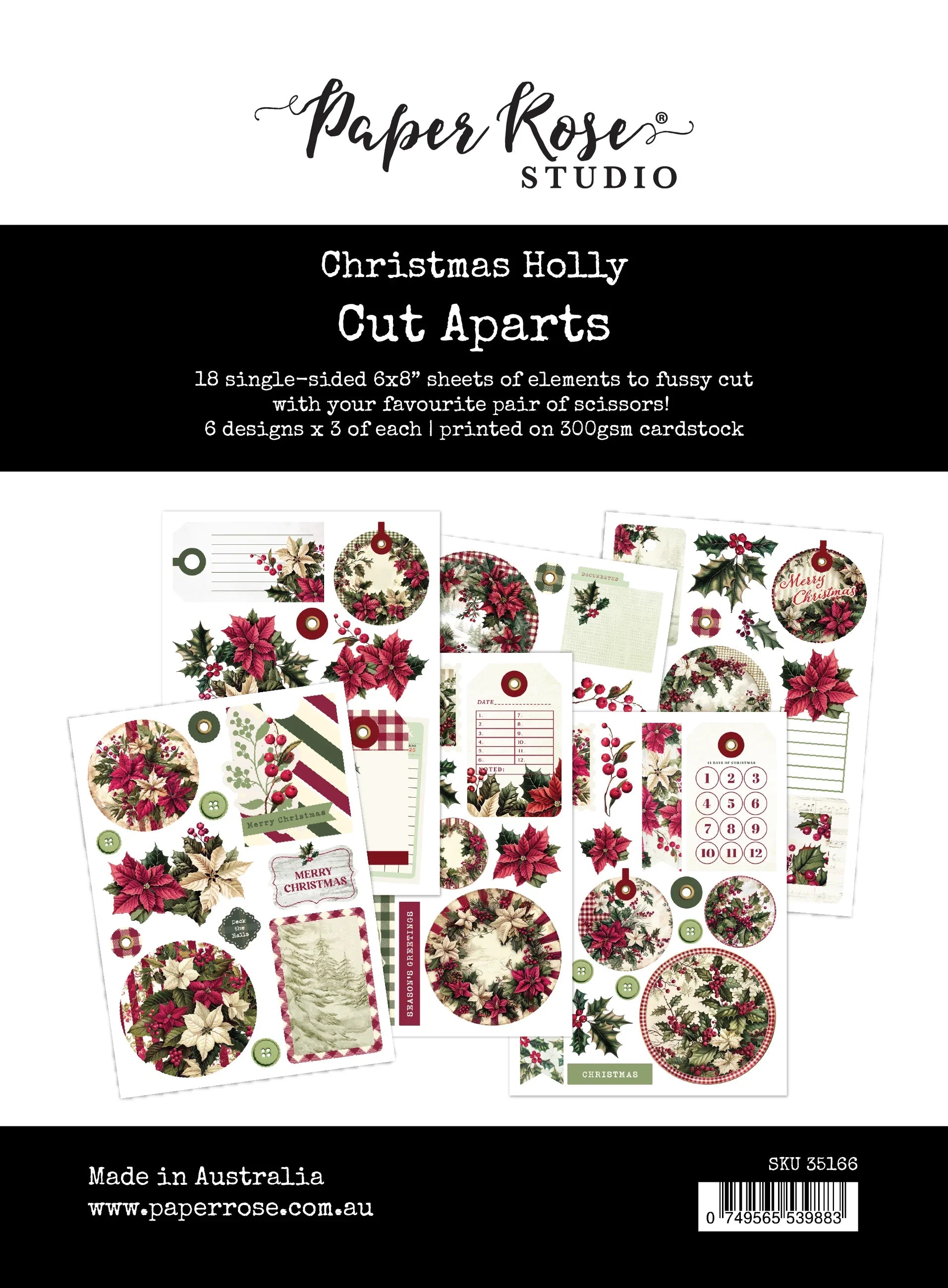 Christmas Holly Cut Aparts Paper Pack 35166