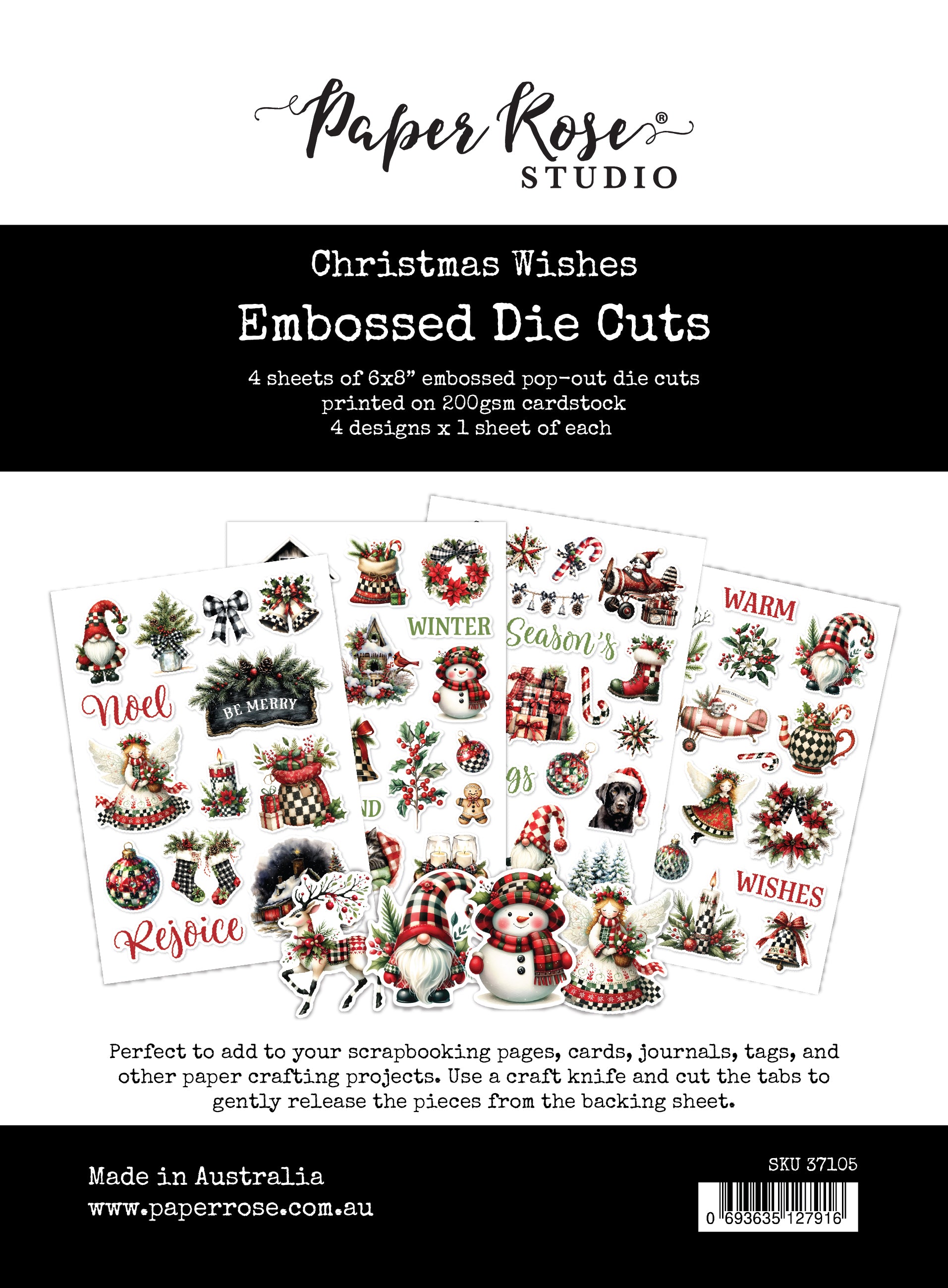 Christmas Wishes 6 x 8" Embossed Die Cuts 37105