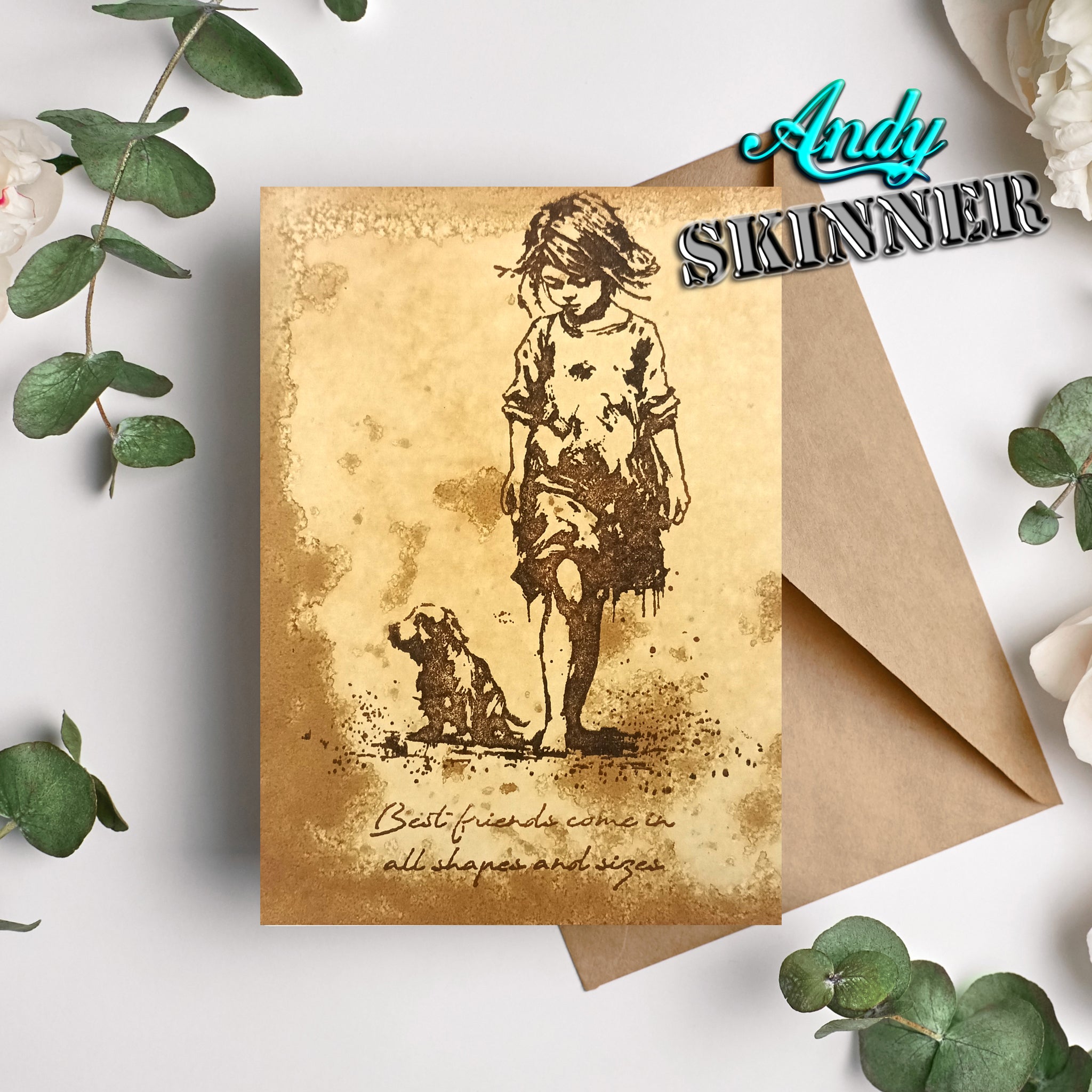 Creative Expressions Andy Skinner Best Friends 3.5 in x 5.25 in Pre Cut Rubber Stamp