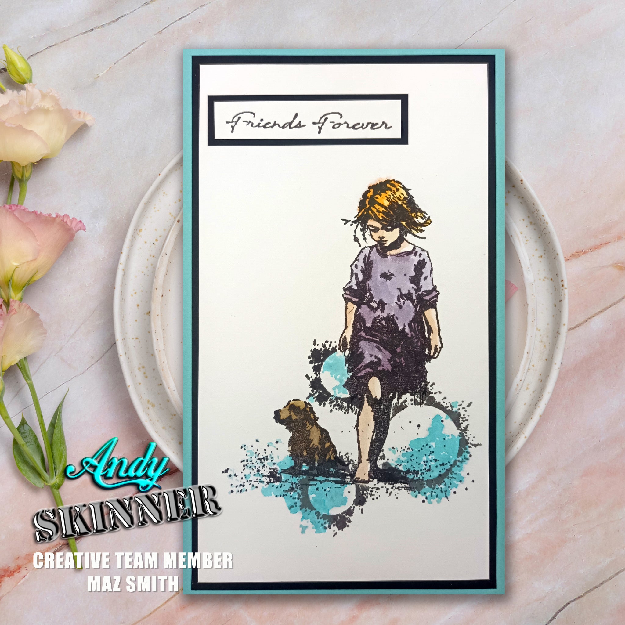 Creative Expressions Andy Skinner Best Friends 3.5 in x 5.25 in Pre Cut Rubber Stamp