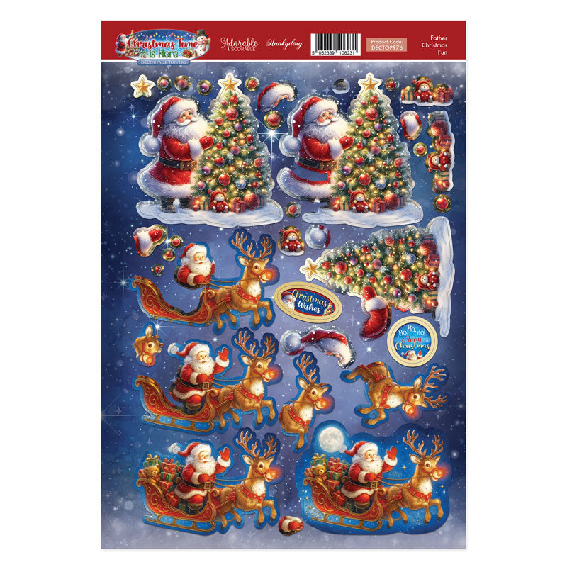 Father Christmas Fun Decoupage Topper Sheet