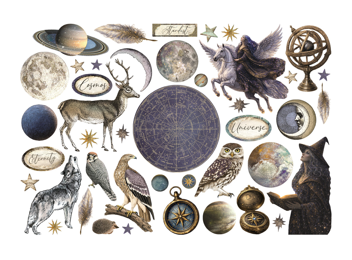 Printed Decorative Ephemera For Art And Craft - Cosmos