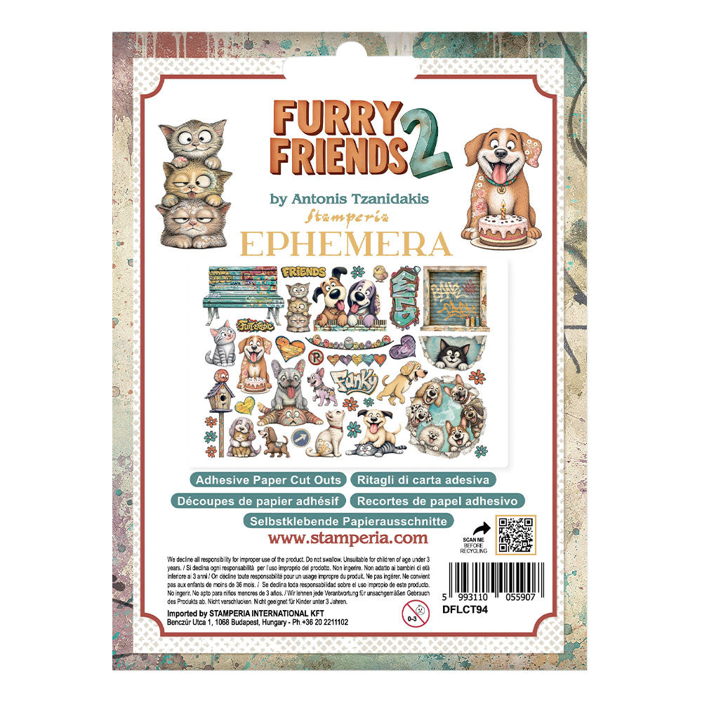 Printed Decorative Ephemera For Art And Craft - Furry Friends 2