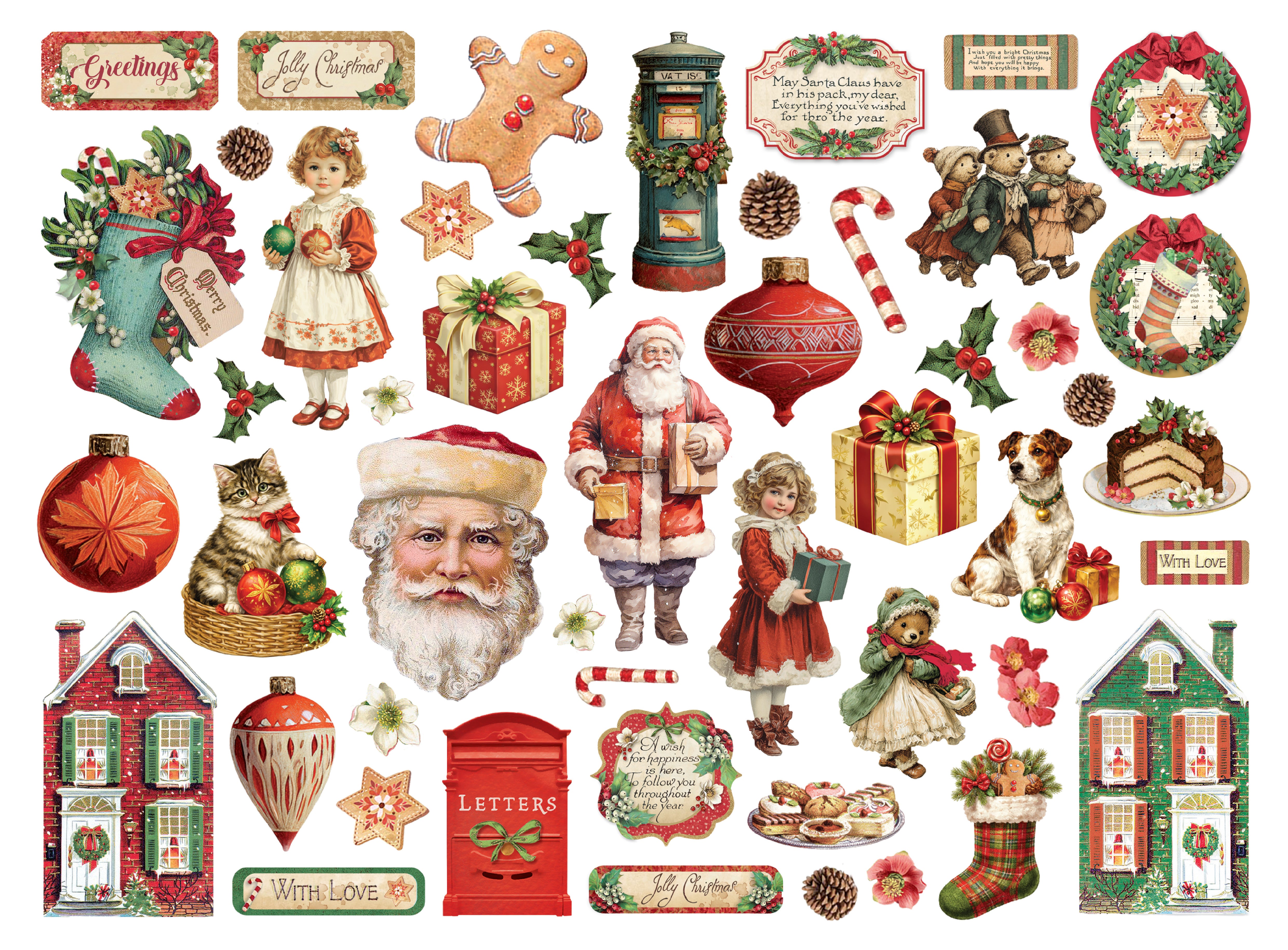 Printed Decorative Die Cuts For Art And Craft - Classic Christmas