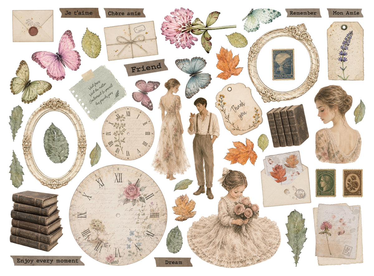 Printed Decorative Die Cuts For Art And Craft - Flowers And Poems