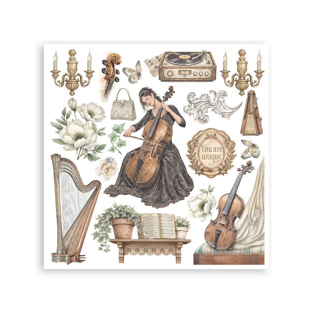 Printed Decorative Rub-On Kit For Art And Craft cm 15.5x15.5 - Symphony