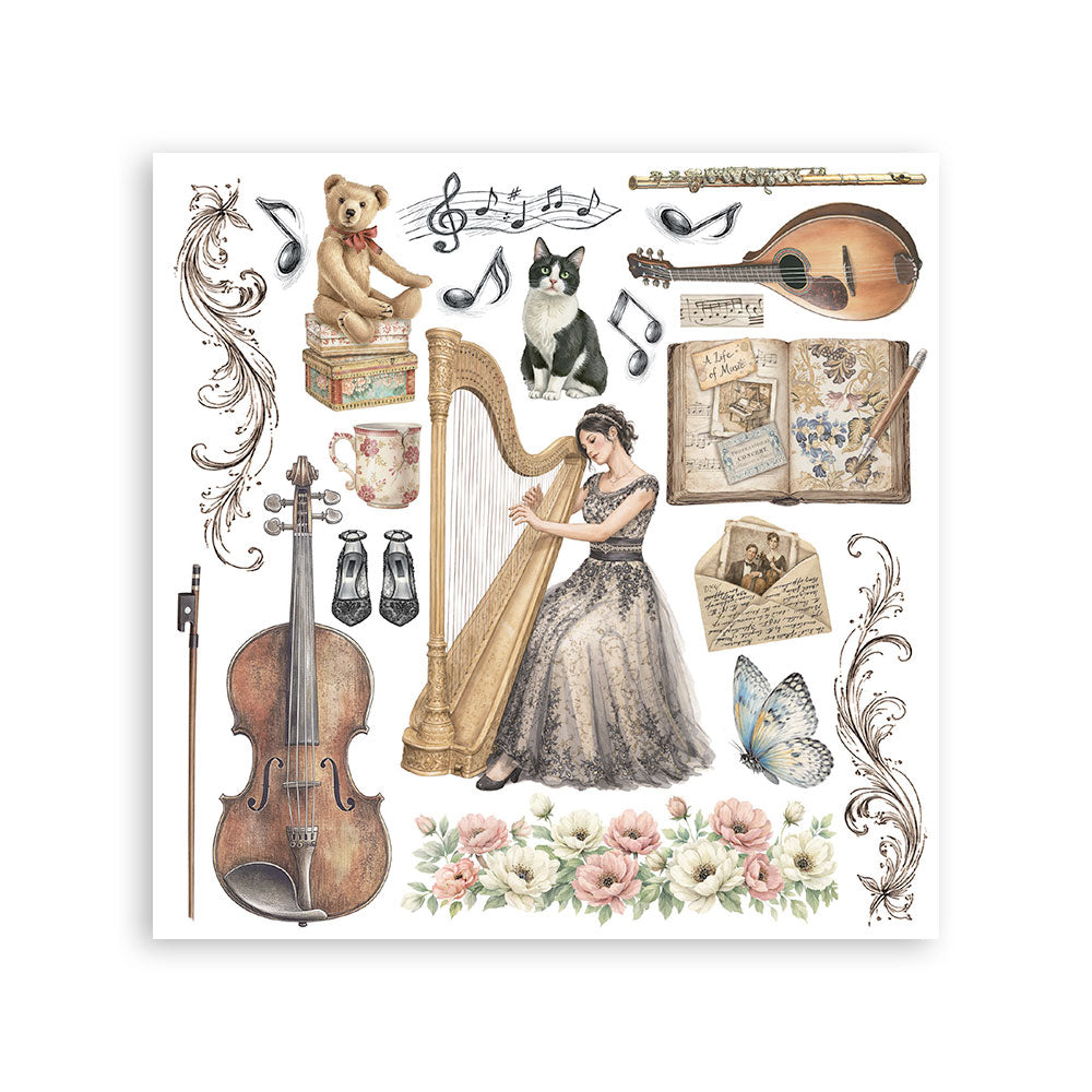 Printed Decorative Rub-On Kit For Art And Craft cm 15.5x15.5 - Symphony