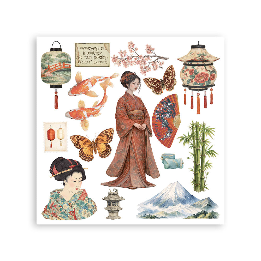 Printed Decorative Rub On Kit For Art And Craft Cm 15.5x15.5 - Oriental Garden