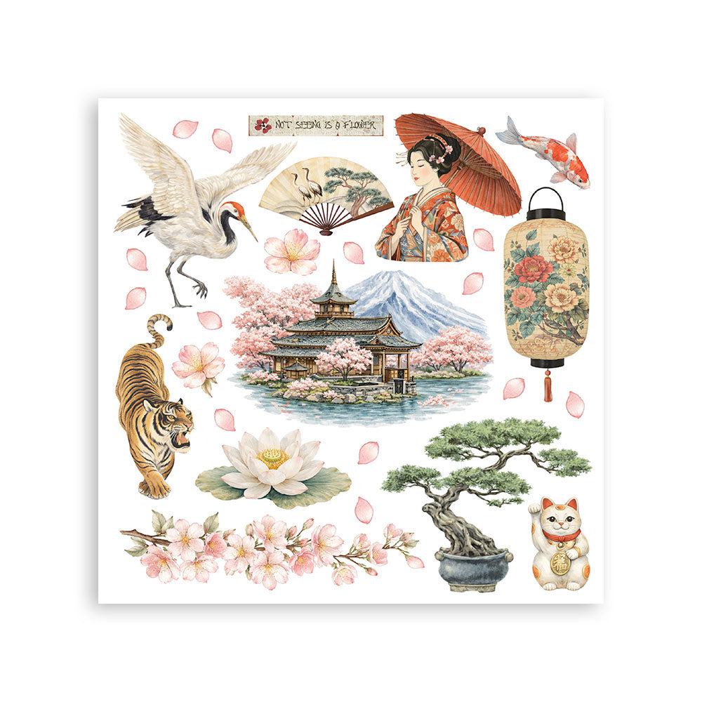 Printed Decorative Rub On Kit For Art And Craft Cm 15.5x15.5 - Oriental Garden
