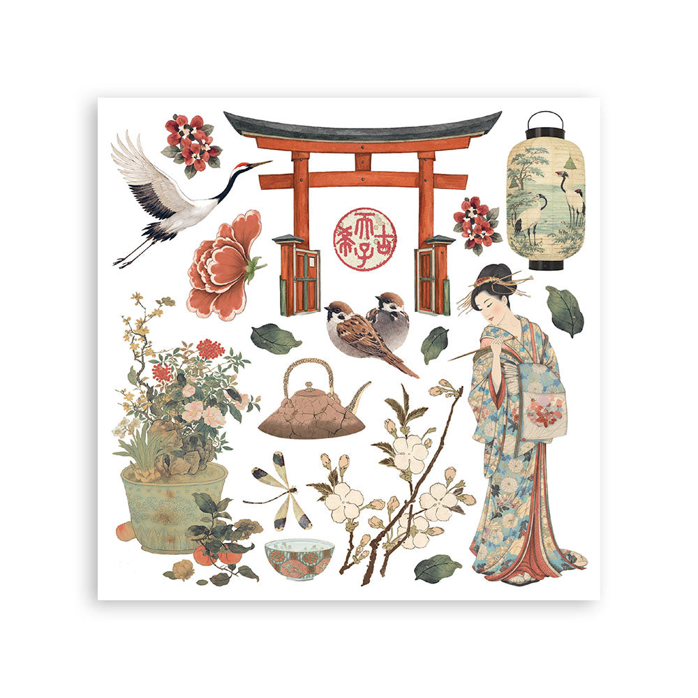 Printed Decorative Rub On Kit For Art And Craft Cm 15.5x15.5 - Oriental Garden