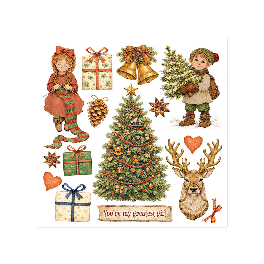 Printed Decorative Rub-On Kit For Art And Craft cm 15.5x15.5 - Silent Night