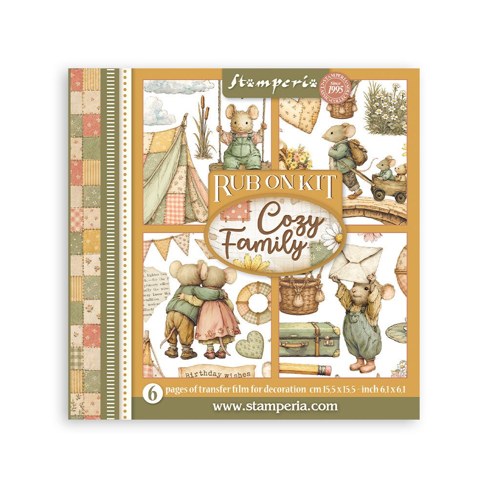 Printed Decorative Rub On Kit For Art And Craft 15.5x15.5cm - Cozy Family