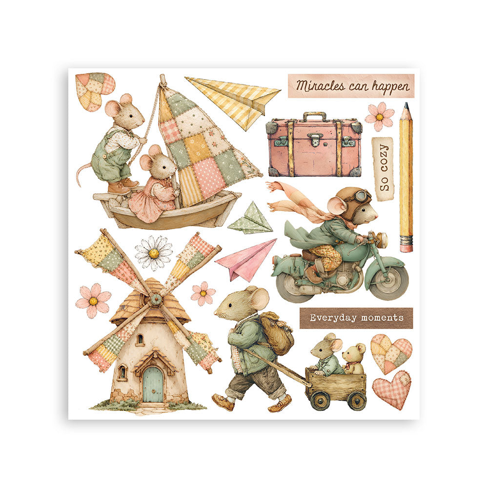 Printed Decorative Rub On Kit For Art And Craft 15.5x15.5cm - Cozy Family