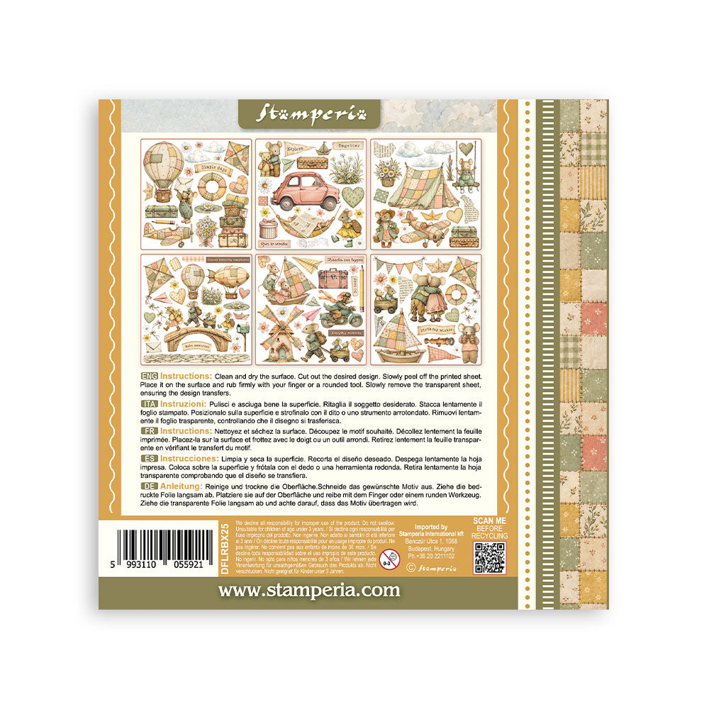 Printed Decorative Rub On Kit For Art And Craft 15.5x15.5cm - Cozy Family