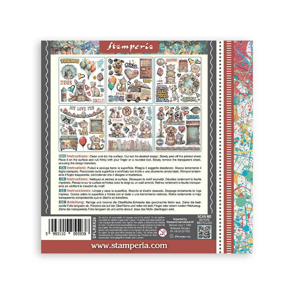 Printed Decorative Rub On Kit For Art And Craft cm 15.5x15.5 - Furry Friends 2