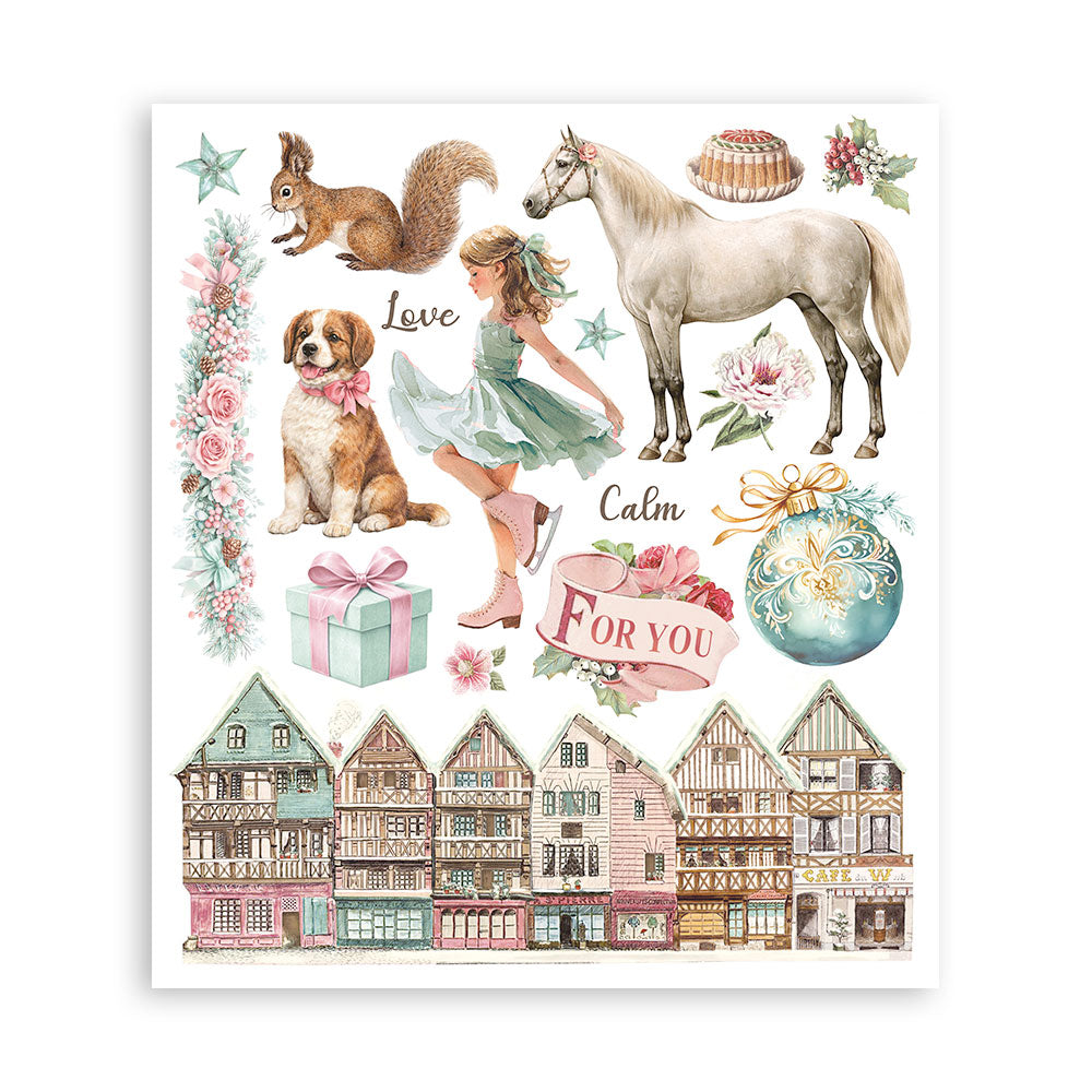 Printed Decorative Rub-On Selection For Art And Craft cm 20.5x23 - Winter Magic