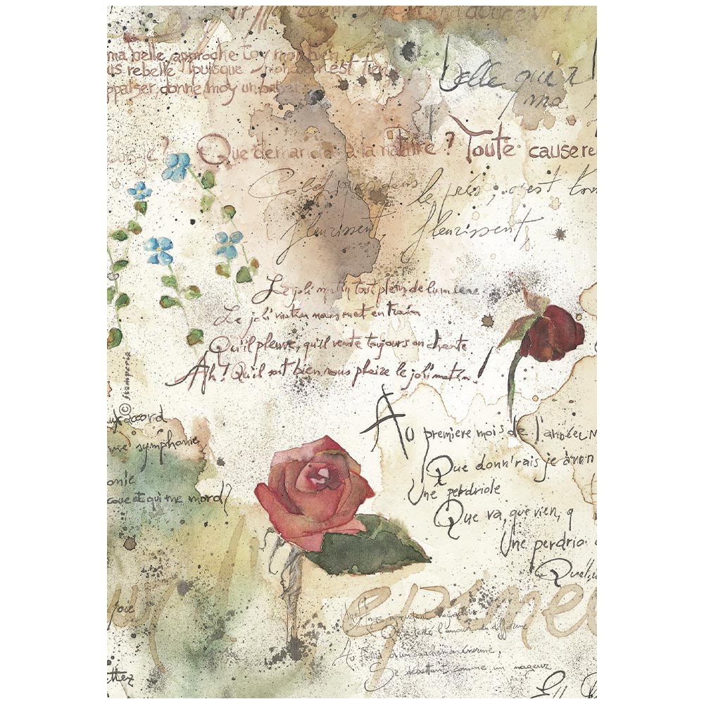 Printed 6 Rice Paper A4 Selection For Art And Craft - Flowers And Poems
