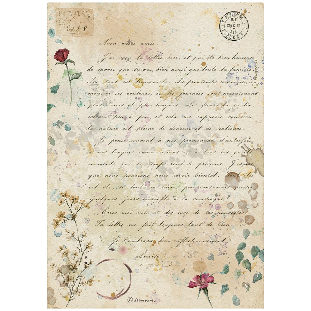 Printed 6 Rice Paper A4 Selection For Art And Craft - Flowers And Poems