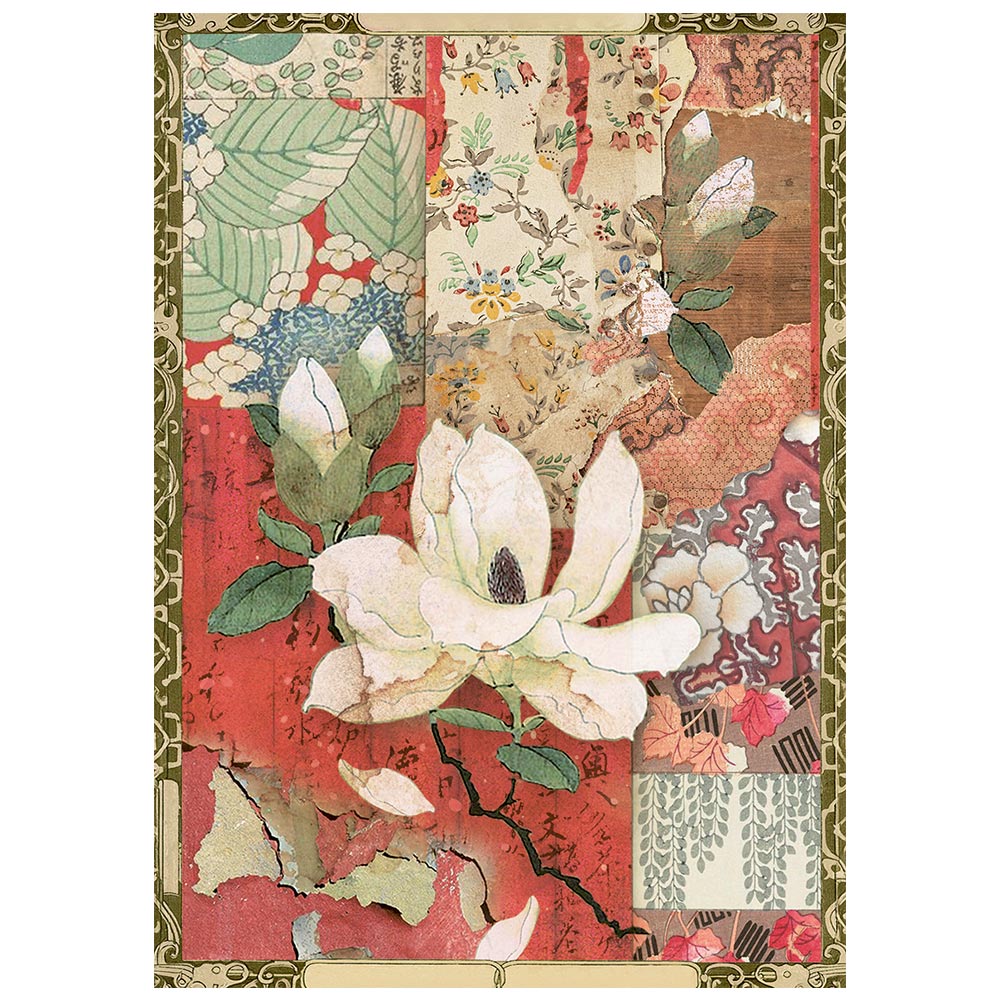 Printed Mini Rice Paper A6 8 Sheets For Art And Craft - Oriental Garden