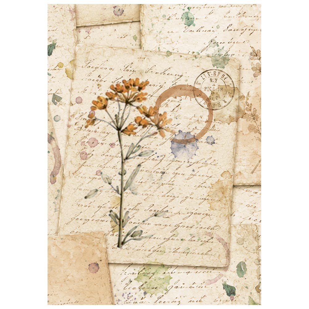 Printed Mini Rice Paper A6 8 Sheets For Art And Craft - Flowers And Poems
