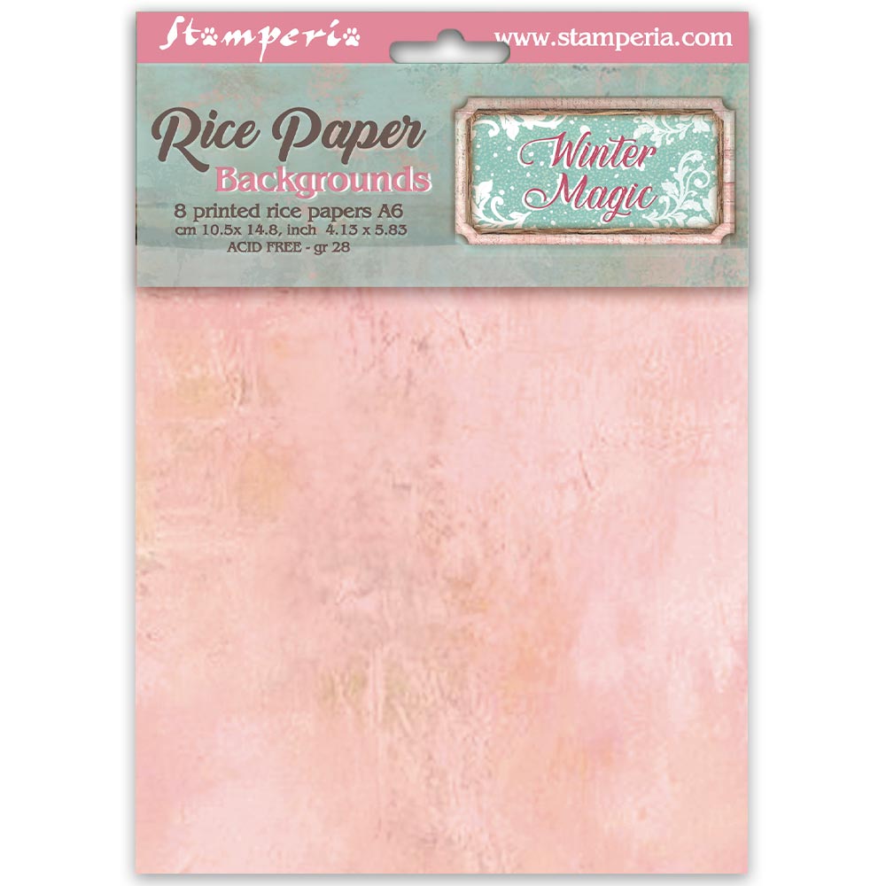 Printed 8 Rice Paper A6 Backgrounds Selection For Art And Craft - Winter Magic