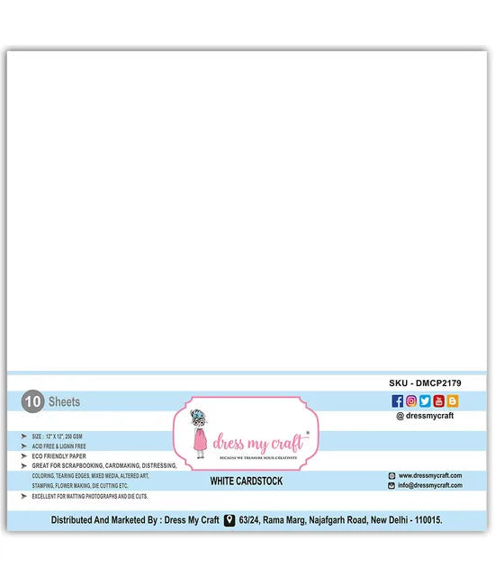Dress My Craft - White Card Stock - 12x12