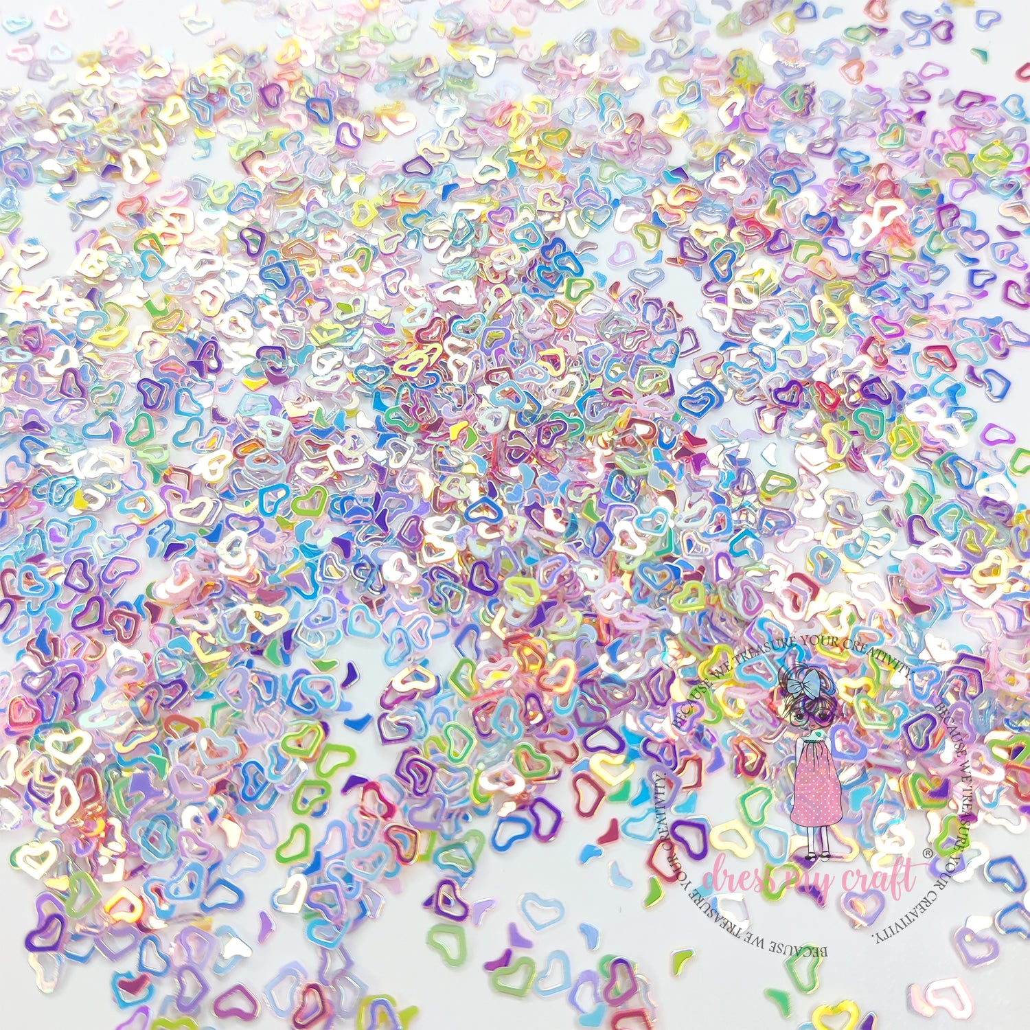 Dress My Craft - Holographic Rainbow Heart Sequins