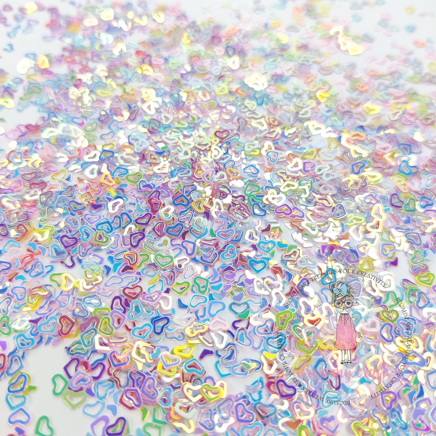 Dress My Craft - Holographic Rainbow Heart Sequins