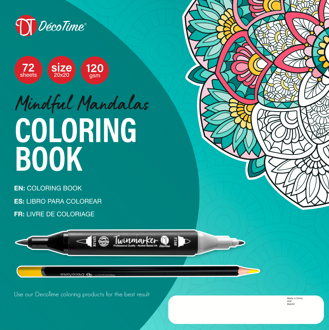 Decotime Coloring Book - Mindful Mandalas Green 72 Sheets