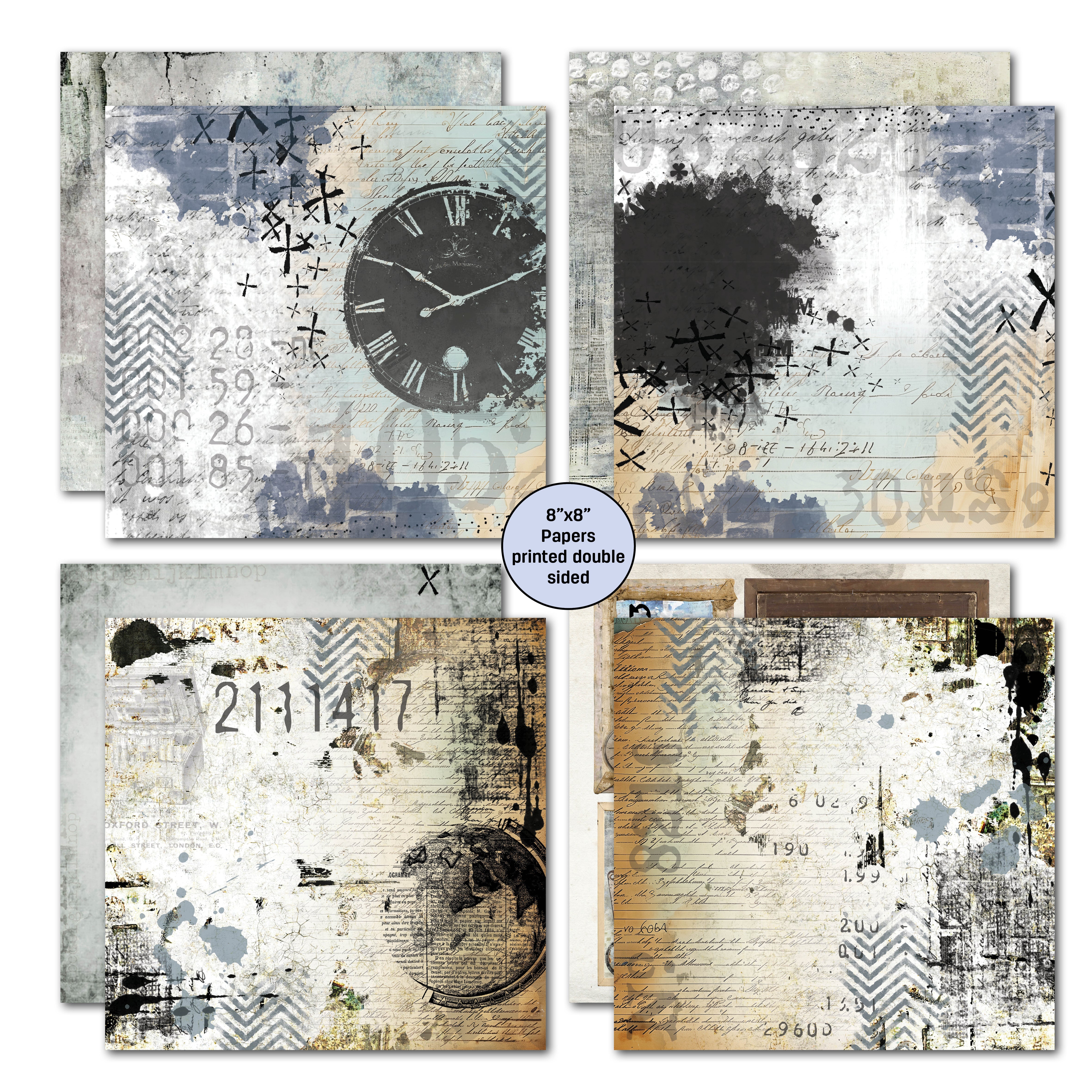 3Quarter Designs Eclectic Clocks 8x8 Paper Pack