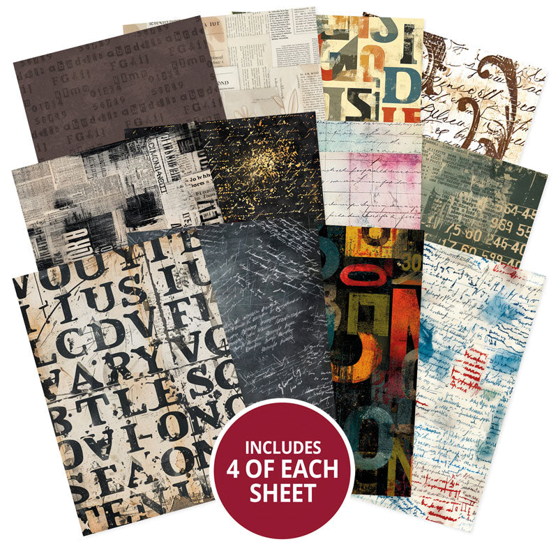 Hunkydory Essential Selection Paper Pad - Distressed Type