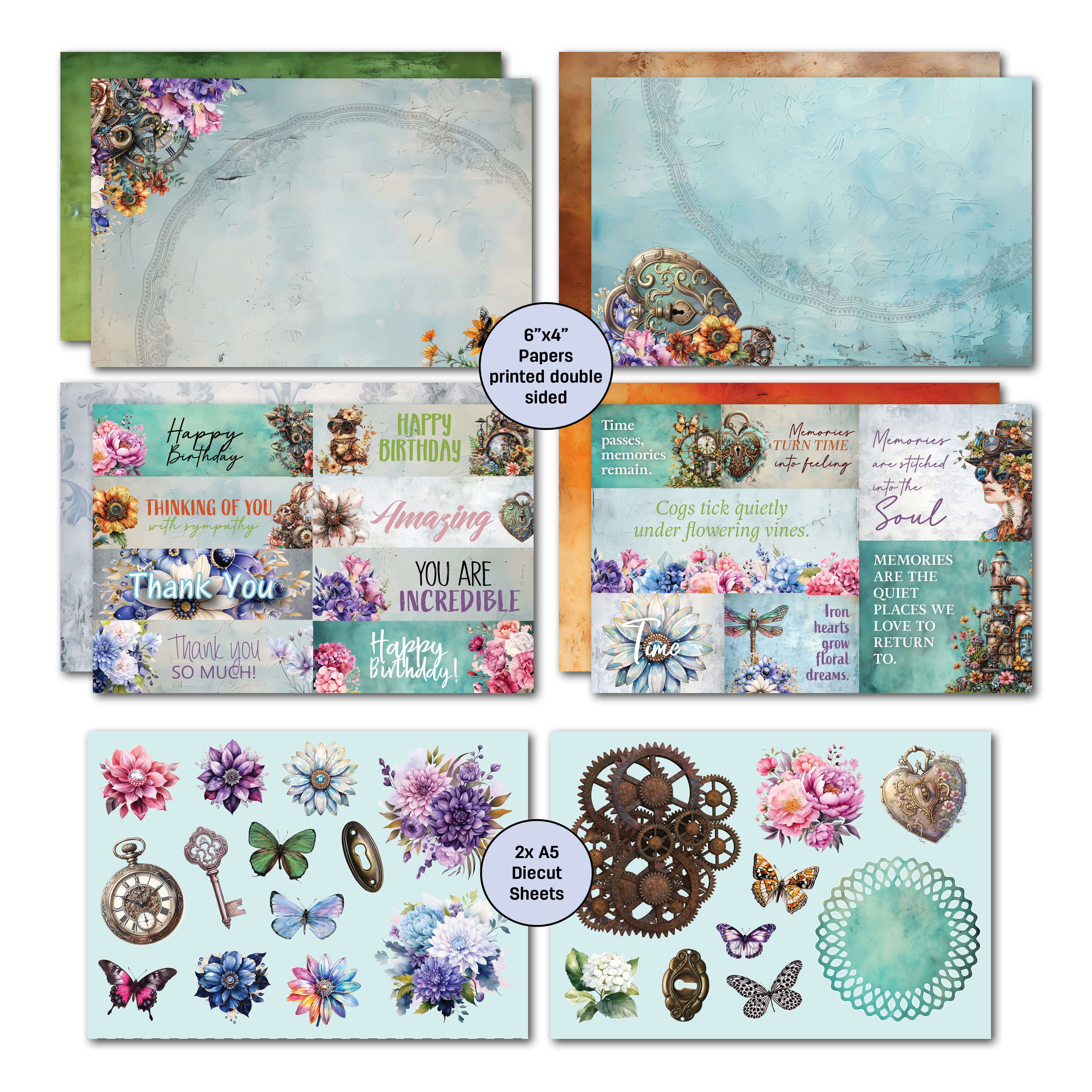 3Quarter Designs Floral Mechanica 6x4 Card Pack