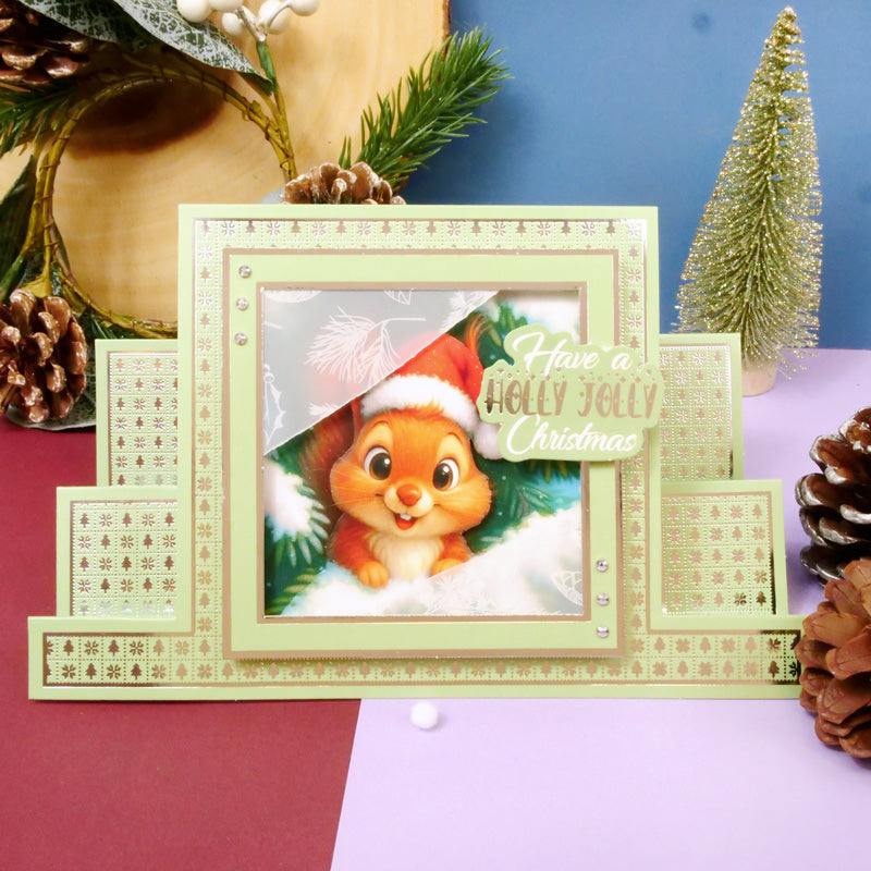 Festive Foiled Pattern Stepper Cards - Square Centrepiece