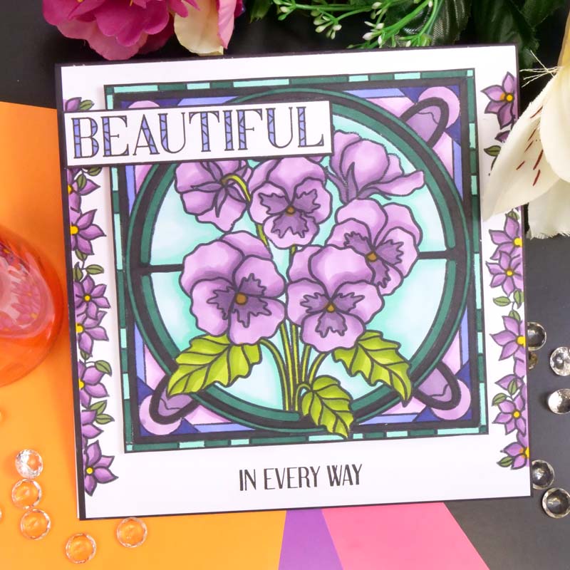 For the Love of Stamps - Stained Glass Pansies