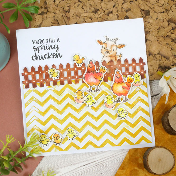 For the Love of Stamps - Cheery Cow & Chickens