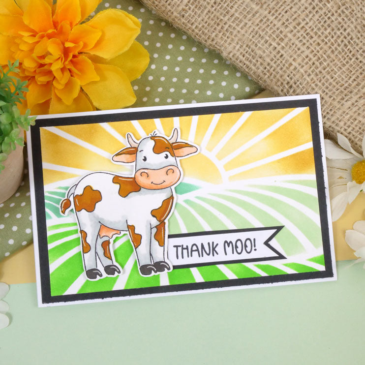 For the Love of Stamps - Cheery Cow & Chickens