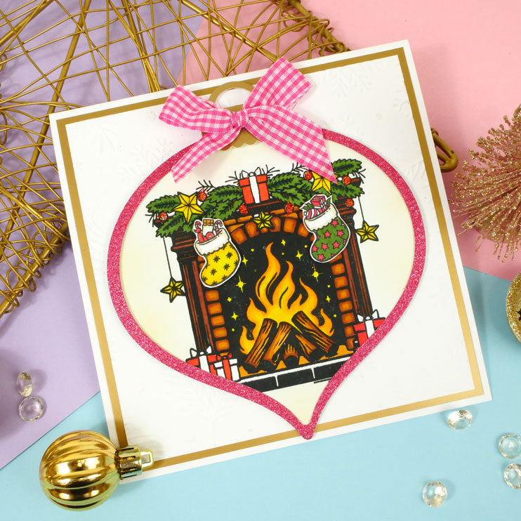 For the Love of Stamps - Festive Fireplace