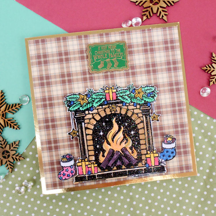 For the Love of Stamps - Festive Fireplace