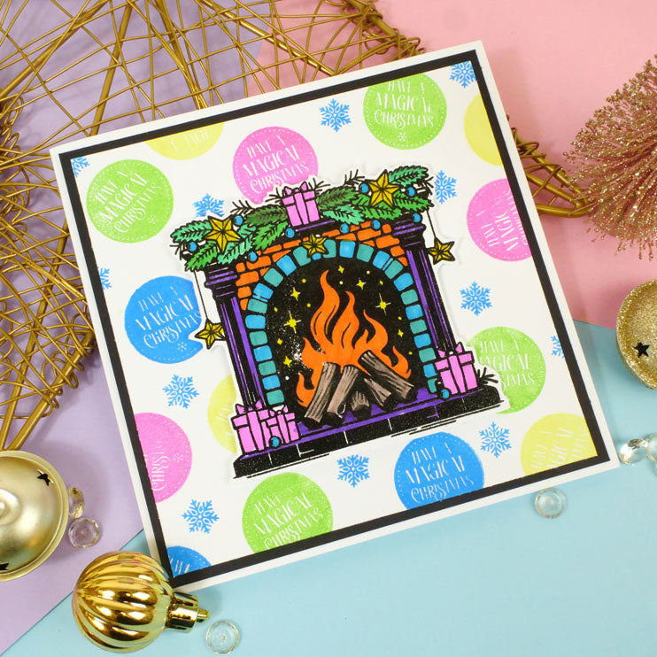 For the Love of Stamps - Festive Fireplace